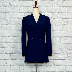 ICB Navy Blue Wool Double-Breasted Blazer